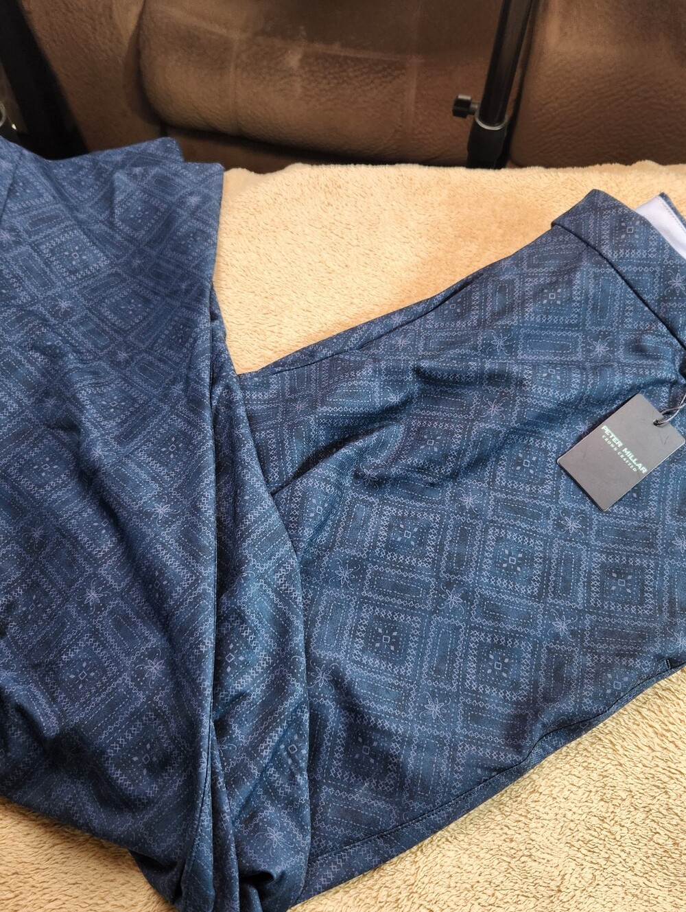 NWT Peter Millar Crown Crafted 44-32 Pants PRINTED Blue Golf MF22XB01FB $168